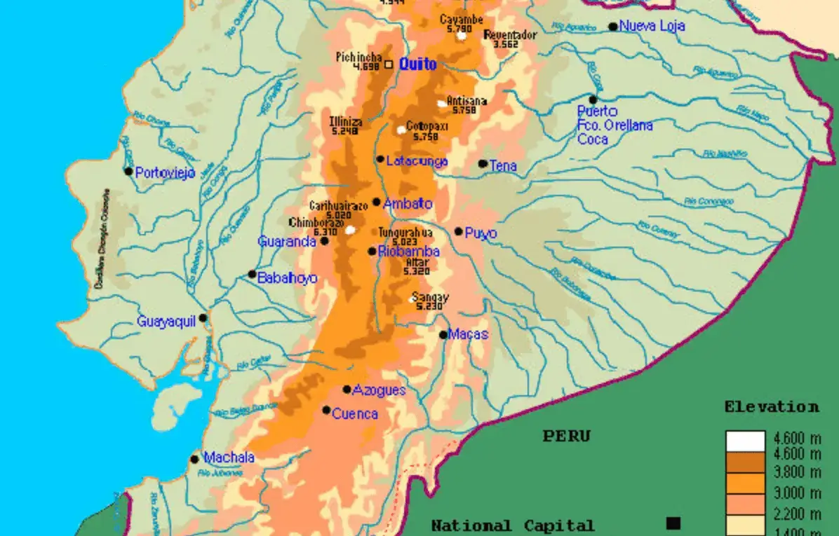 Mapa del Ecuador Hidrográfico