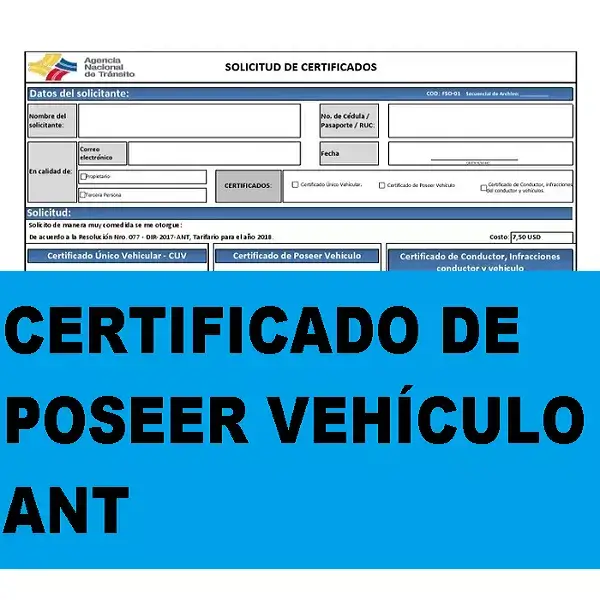 certificado poseer vehiculo ant