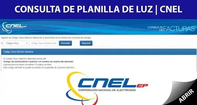 CNEL PLANILLAS DE LUZ – CONSULTA DE FACTURAS