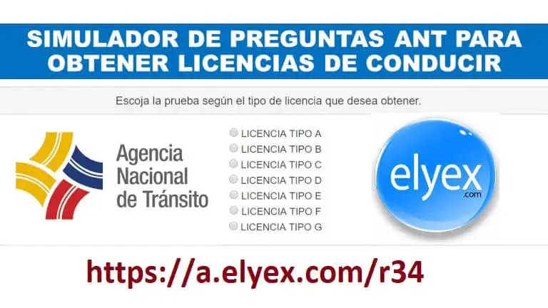 Simulador preguntas ANT para Licencias Ecuador