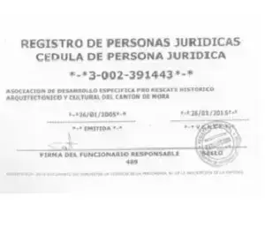 Cédula jurídica de una empresa