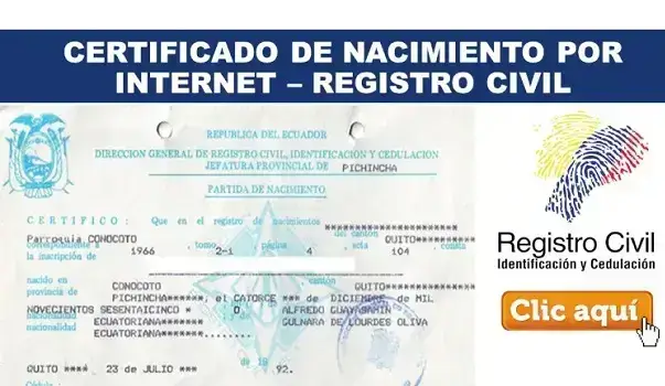 Sacar certificado de Nacimiento gratis por Internet