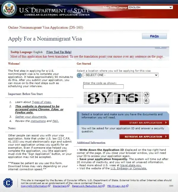 Llenar el Formulario DS-160 para la Visa Americana